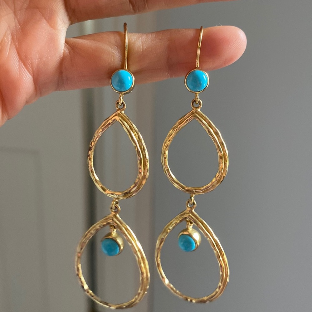 Brass and turquoise earrings